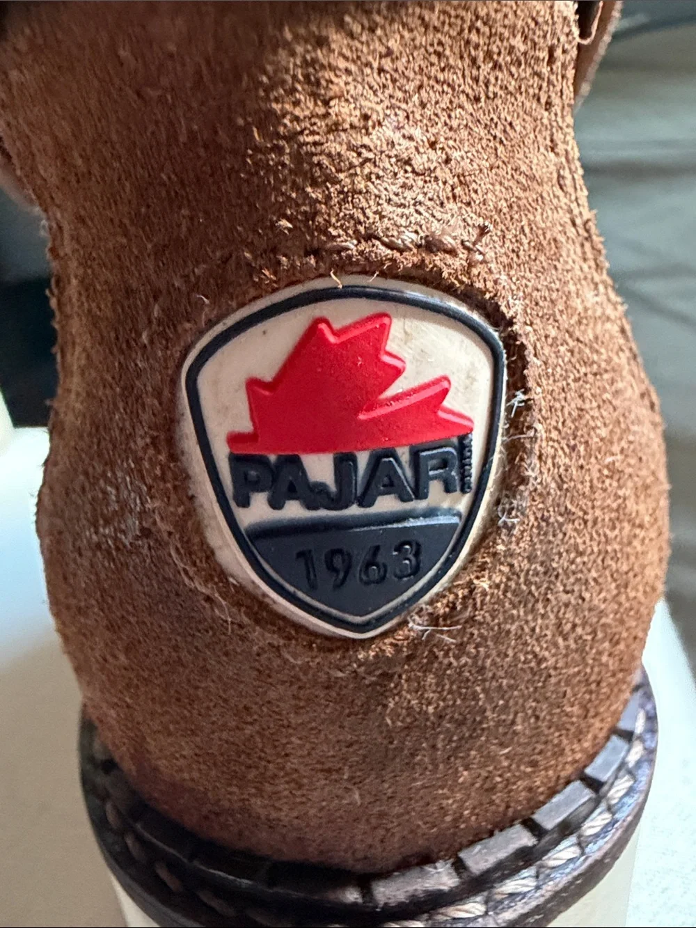 Pajar Brown Leather Fur-Trim Winter Boots with Cream Lining